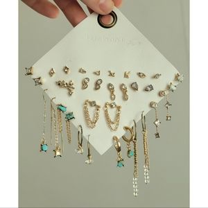 free people earring set Gold & Turquoise Colors